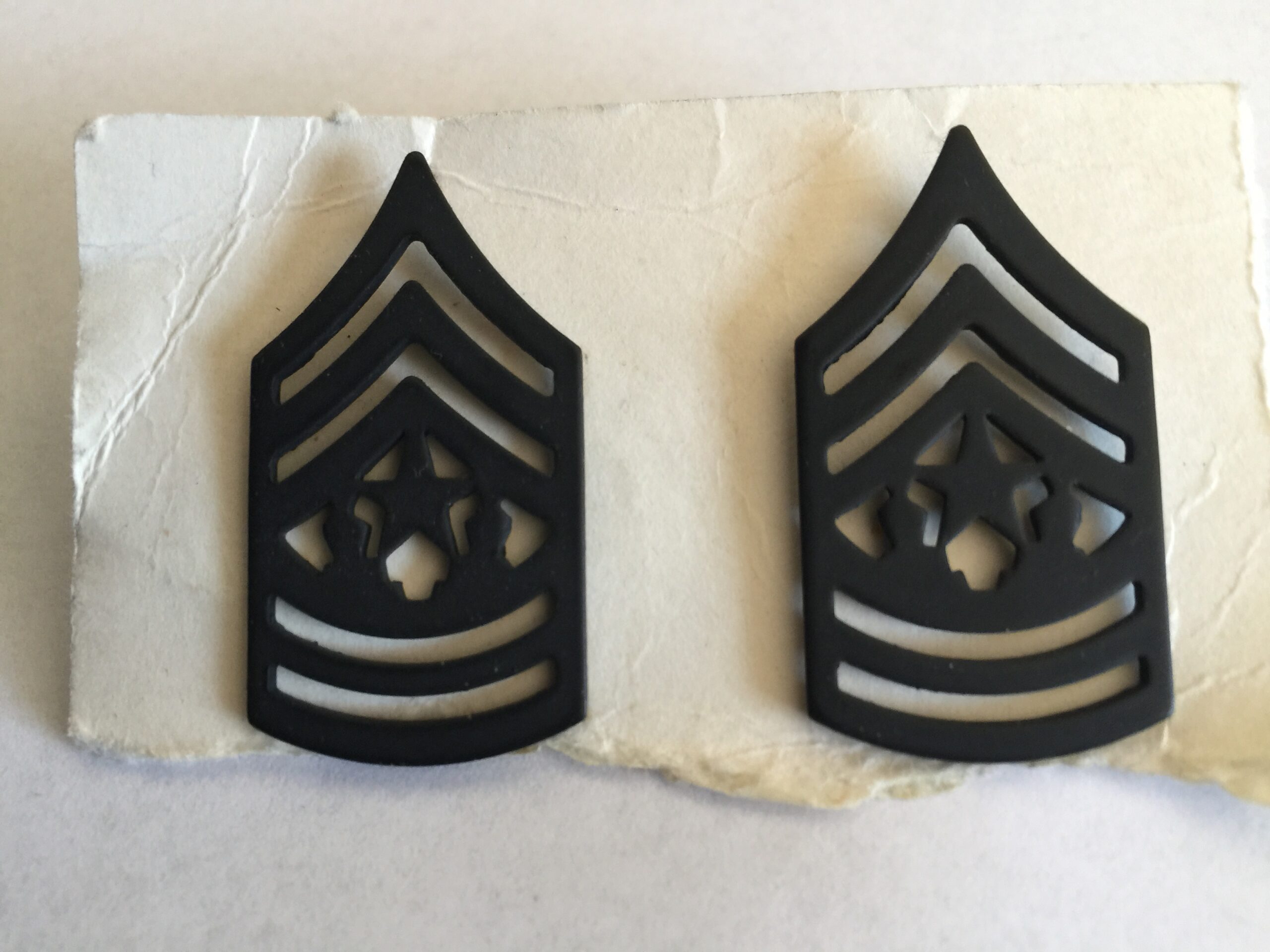 Army Command Sargent Major E-9 Collar Chevrons (Black)